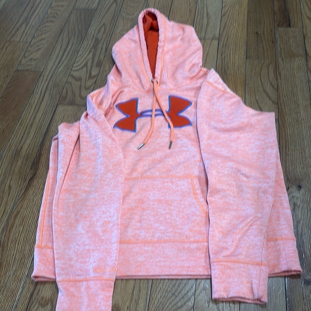 Under Armour orange hoodie sweatshirt. Size medium with ties & kangaroo pocket
